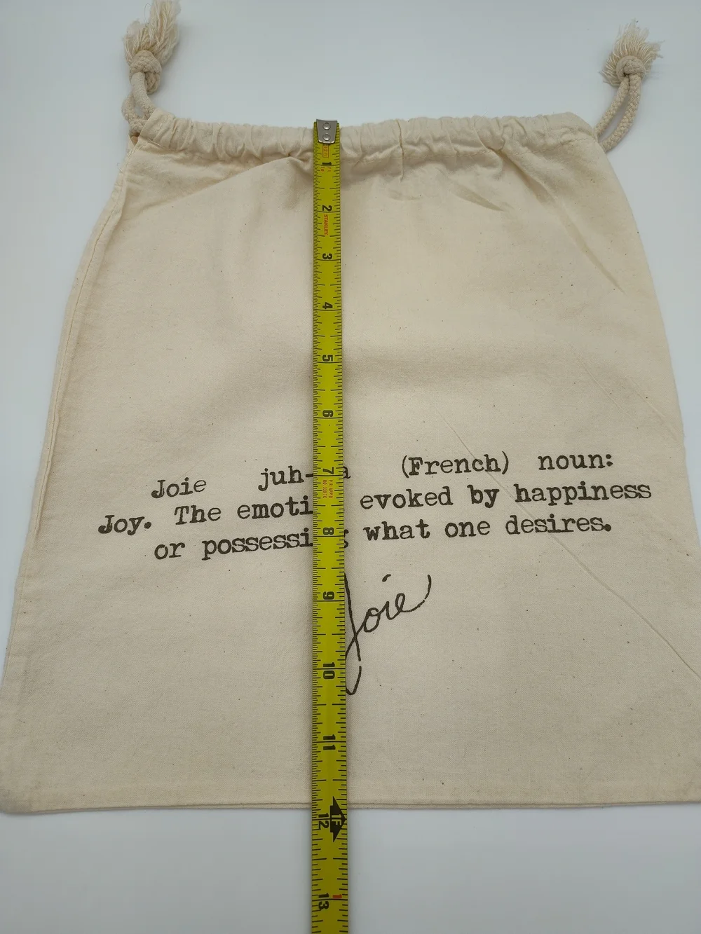 JOIE Juh-Wa French Definition Drawstring Dust Bag Cotton Canvas Pouch 12x11 EUC - Picture 4 of 5